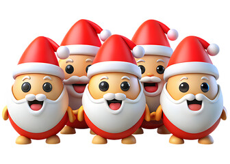 Obraz premium Group of cute santa claus characters isolated on transparent background