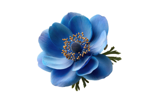 Close-up of a vibrant blue anemone