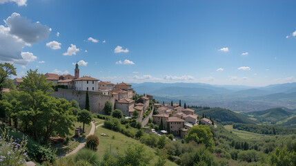 Panorama collinare estivo con bel tempo