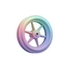 Fototapeta premium Pastel rainbow colored wheel with star spokes isolated on transparent background