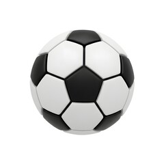 Fototapeta premium Stylized 3D Soccer Ball with Classic Monochrome Panels Isolated on a Pure White Background.