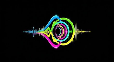 Dynamic sound wave visuals with vibrant neon colors, ideal for music, audio, technology, and digital design projects