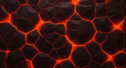 Striking lava rock texture showcasing fiery cracks and geological pattern ideal for backgrounds and designs