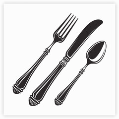 Clean plate icon exhibits fork knife and spoon in a black silhouette