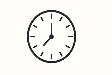 Minimal clock icon showing time management and punctuality concept, simple line illustration of wall clock symbol, schedule planning reminder, deadline tracking, productivity organization, business ef