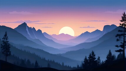 Obraz premium Morning sun breaking through the clouds over a beautiful snowy mountain peak with a stunning view of a winter landscape