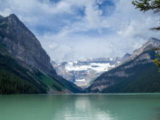 Lake Louise turquoise waters and Victoria Glacier, Banff NP, Canada