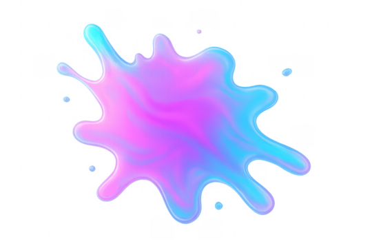 Vibrant neon paint splashing on transparent background
