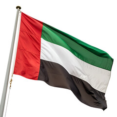 Obraz premium United arab emirates flag waving in the wind, isolated on transparent background