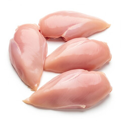 A pristine and detailed representation of raw chicken breast fillets, their pale pink flesh and smooth texture in sharp focus copy
