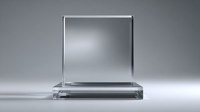 Nice photo of stunning image of blank square glass trophy mockup, 3d rendering. Empty acrylic award design mock up. Transparent realistic crystal prize plate template. - Powered by Adobe