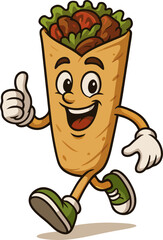 Playful doner kebab character mascot in vector illustration