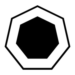 Octagon shape with inner heptagon geometric design element isolated on white background