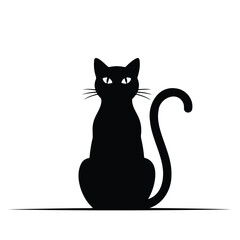 Fototapeta premium A cartoon black cat vector illustration with a cute silhouette of a domestic kitten, perfect for pet-themed design for Halloween