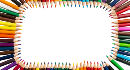 Frame of colorful pencils png isolated on transparent background