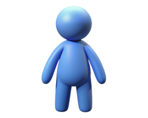 Blue cartoon figure isolated on transparent background