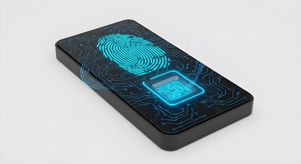 Fingerprint scanner concept on black background