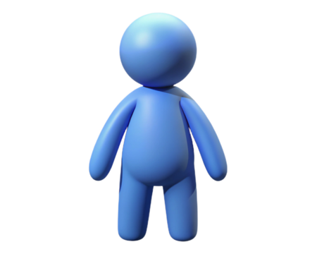 Blue cartoon figure isolated on transparent background