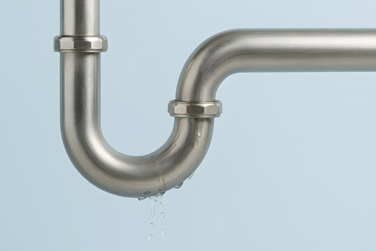 Leaking water pipe close up, dripping metal plumbing tube, household pipe burst problem, repair maintenance concept, plumbing leak issue in home, water damage risk, dripping faucet system construction