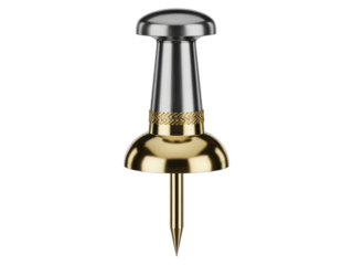 Elegant Brass and Silver Push Pin: Close-Up Detail isolated on transparent background