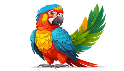 Obraz premium Vibrant macaw parrot with striking blue, yellow, and red plumage, showcasing its colorful feathers and tropical charm, perfect for nature and wildlife themes.