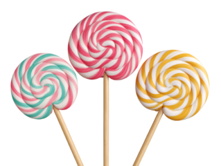 Colorful lollipops with swirl pattern offer sweet treats for kids and candy lovers