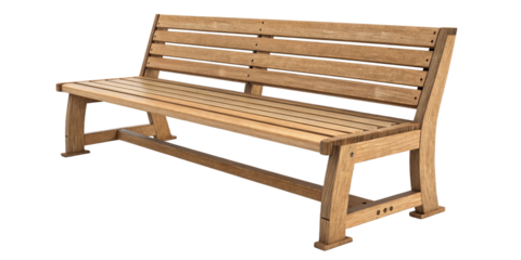 3D Render of Wooden Park Bench, Isolated on Transparent Background, Furniture Design, park bench, wooden furniture, 3d model