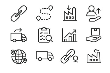 Planning process shipment custody supply sourcing icons chain icon delivery vector flow