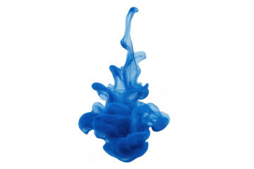 Blue ink swirling in water with transparent background