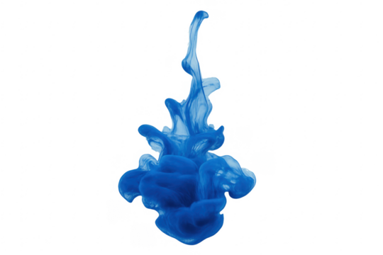 Blue ink swirling in water with transparent background - Powered by Adobe