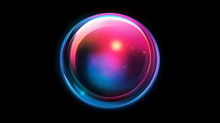 A glowing sphere against a black background displays vibrant colors and light.