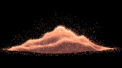 Abstract digital rendering of a mountain-like structure against a black background.