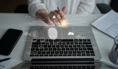 Biometric fingerprint identification and cybersecurity system ensuring secure access, identity...