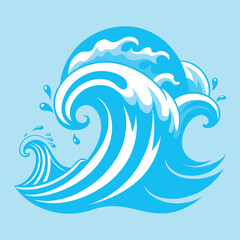 A serene sea wave pattern floral illustration