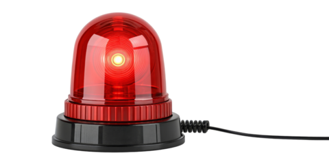 Red Emergency Beacon Light, Isolated on Transparent Background, Warning Signal, Safety Equipment, Emergency light, alarm, siren