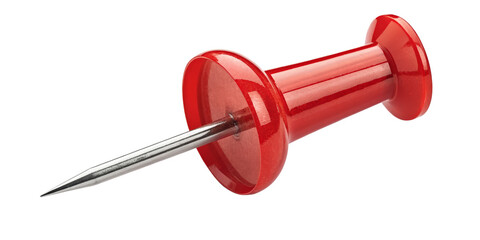 Red Push Pin, 3D Render, Isolated on Transparent Background, Office Supplies, Pushpin, stationery, thumbtack