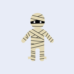 Cute cartoon mummy character halloween spooky fun vector