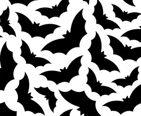 Background with black flying bats.