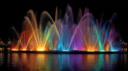 Colorful water fountains at night (2)