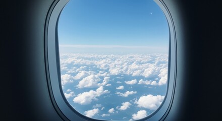 Framed Serenity - A Breathtaking View of the Sky and Clouds from an Airplane Window.