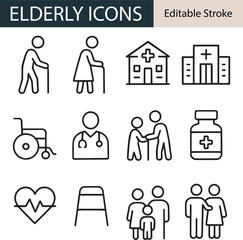 Elderly Line Icons