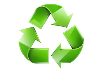 Obraz premium Shiny Green Recycling Symbol with Subtle Texture and Shadow arrows recycle isolated on a transparent background