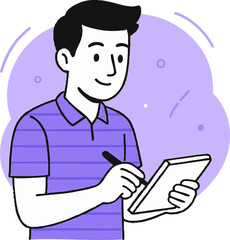 man making notes, notes, man preparing notes. office work