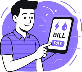 man paying bill, digital bill payment, technology