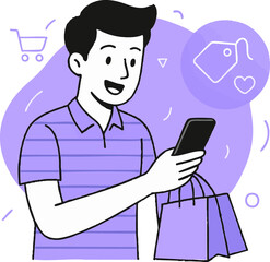 man doing online shopping, online shopping, technology, 
