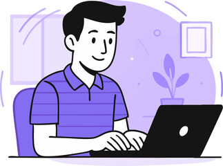 man working on laptop computer, man working on laptop, 