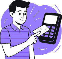 man using credit/debit card for payment, technology