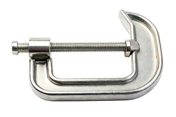 Silver C Clamp Tool with Screw Mechanism Isolated on Background c-clamp g-clamp isolated on a transparent background