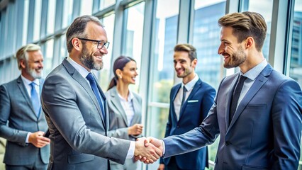 Corporate business handshake between business partners