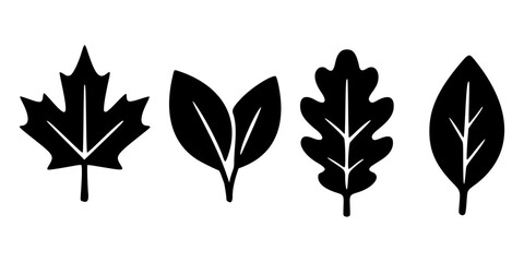 Various Black Silhouette Leaf Icons
